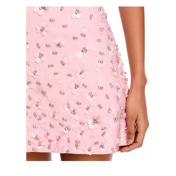 SImkhai Ziva Crystal Sequin Mini Dress in English Rose 6 - Picture 3 of 10